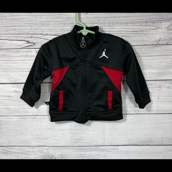 Nike Air Jordan Baby Infant Zip Up Jacket Hoodie Logo Sz 3-6 Months Black Red - Picture 1 of 5